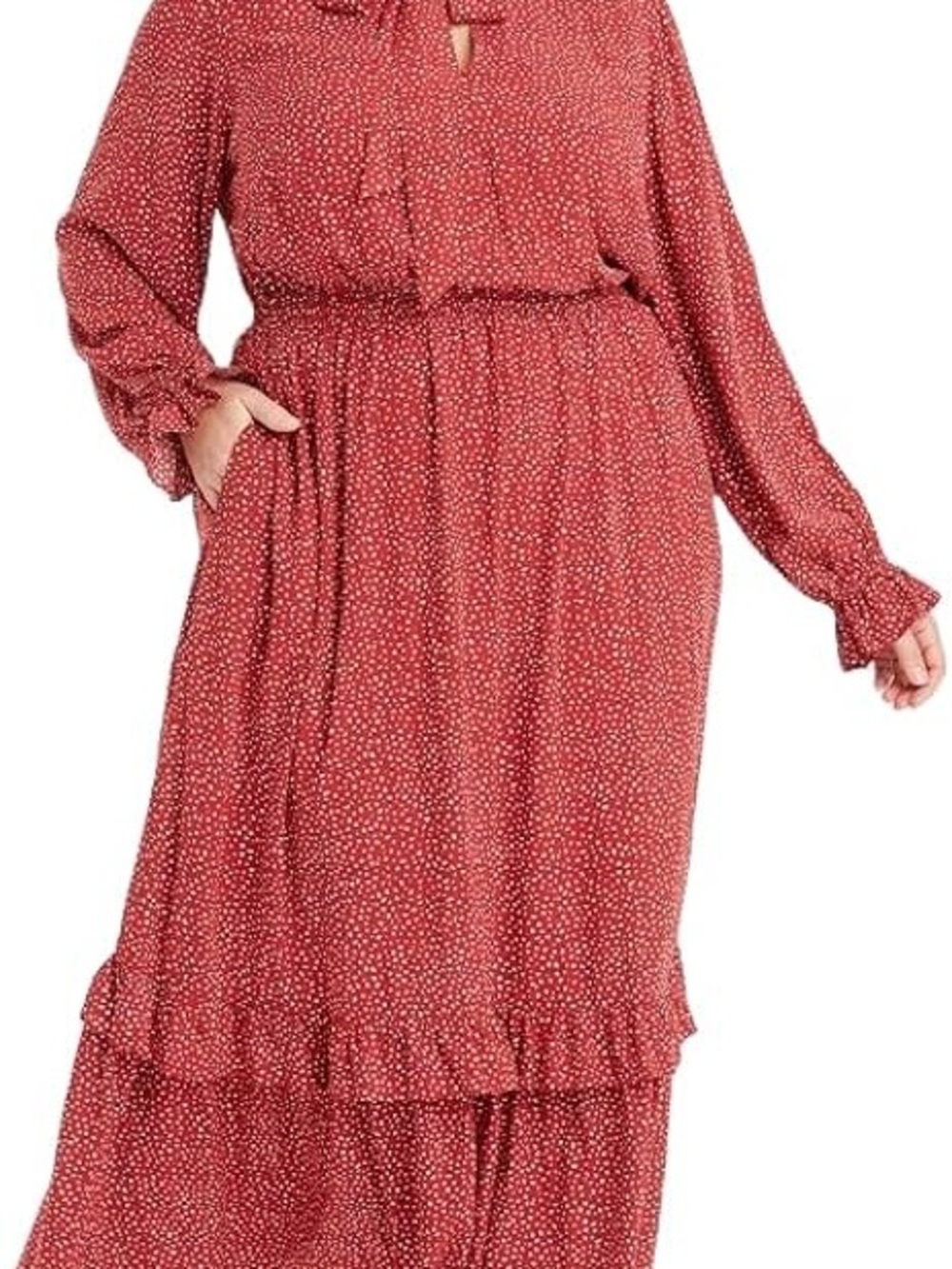 Ava & Viv Rust Red Long Sleeve Tiered Maxi Dress